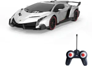 Vinie Remote Control Car for Boys, RC Cars Lamborghini, 1:24 Scale Officially Licensed Kids Toys, Lambo Veneno Drift Car with Cool Led Lights, 4 5 6 7 8 9 10 11 12 Year Old Boy Birthday Gift (Silver)