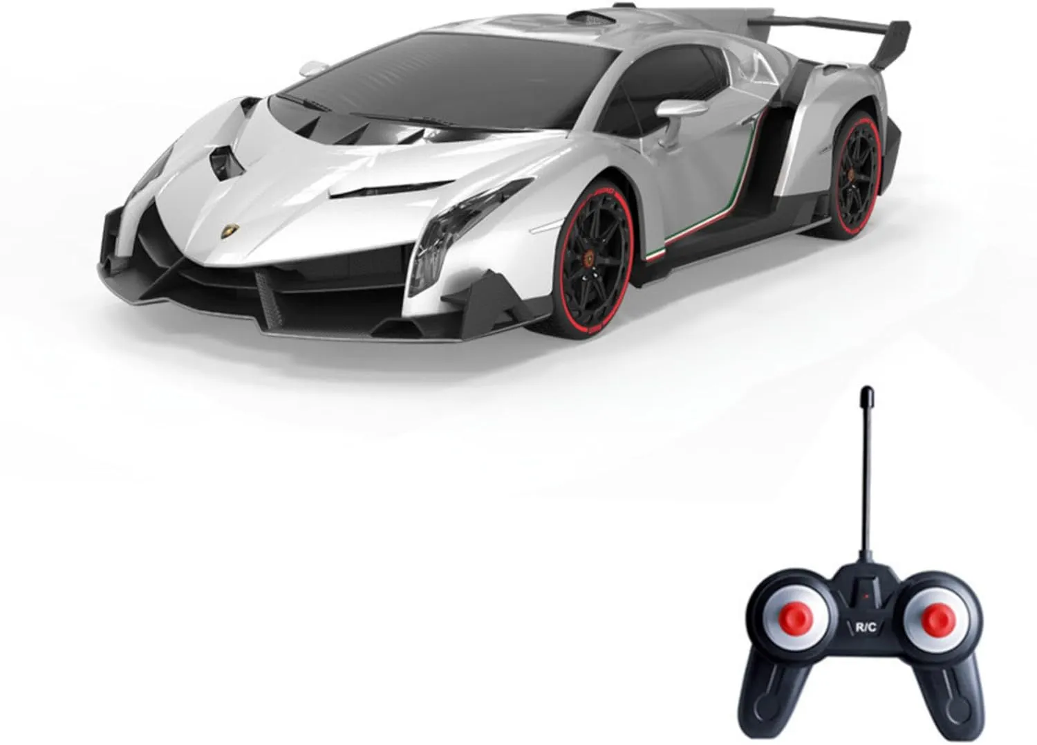 Vinie Remote Control Car for Boys, RC Cars Lamborghini, 1:24 Scale Officially Licensed Kids Toys, Lambo Veneno Drift Car with Cool Led Lights, 4 5 6 7 8 9 10 11 12 Year Old Boy Birthday Gift (Silver)