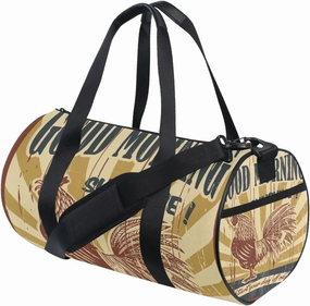 Vintage Good Morning Sunshine Drawing Rooster Portable Gym Bag, Travel Bag, Luggage bag, Sports Bag, Toiletry Bag with Handles, Detachable Shoulder Strap 17.6 x 9 x 9 inch