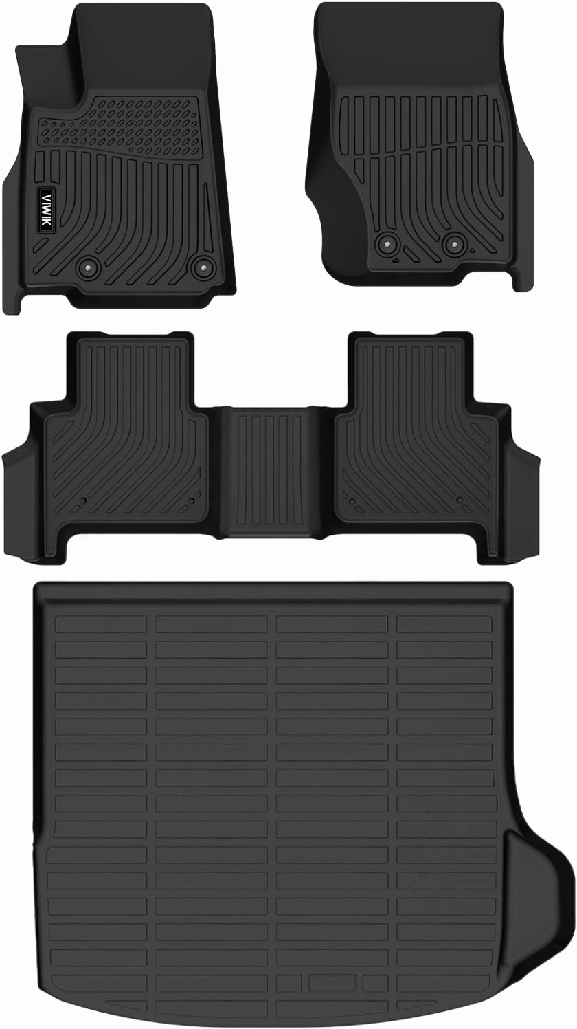 VIWIK Car Floor Mats & Cargo Mat Fit for Jeep Grand Cherokee 2022-2025 (NOT for L), Automotive All Weather Floor Liners for Jeep Grand Cherokee 2022-2025, TPE Rubber Car Mats Non-Slip Odorless