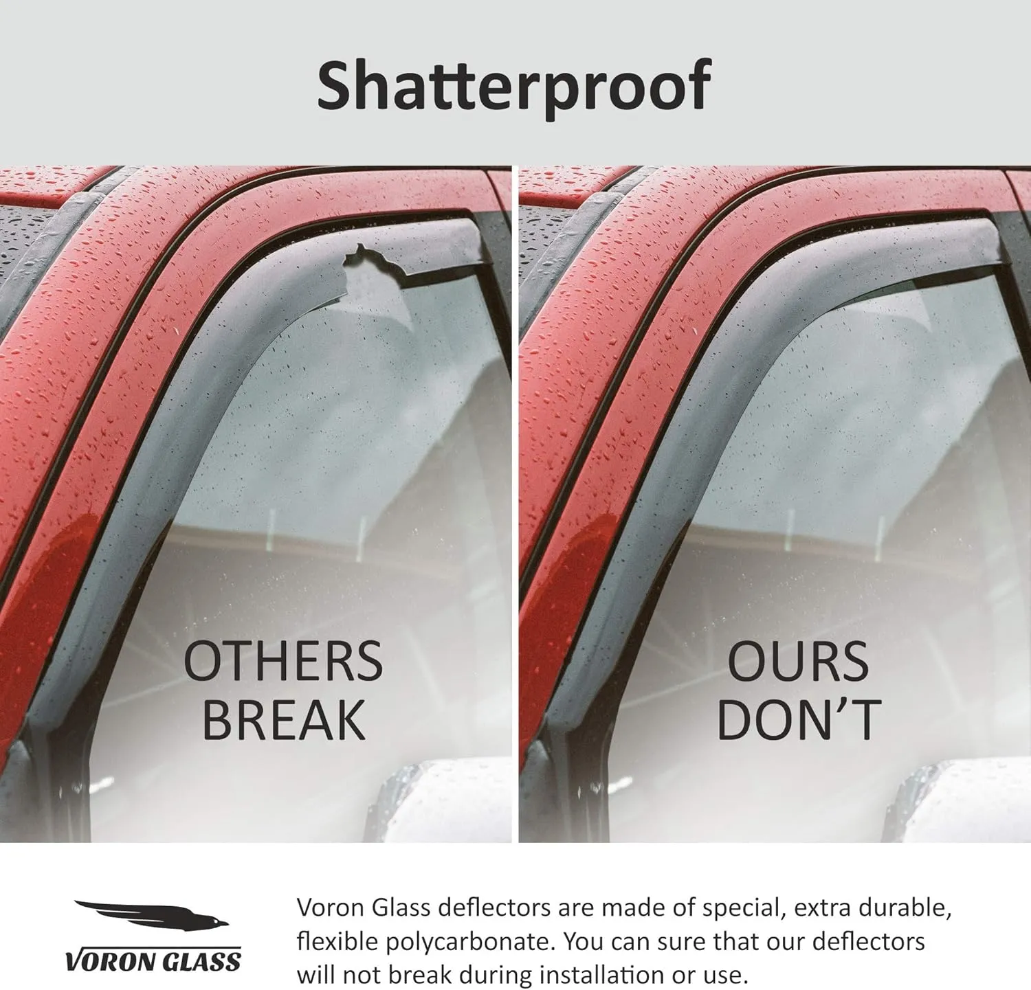 Voron Glass in-Channel Extra Durable Rain Guards for Jeep Cherokee 2014-2023, Window Deflectors, Vent Window Visors, 4 Pieces - 220107