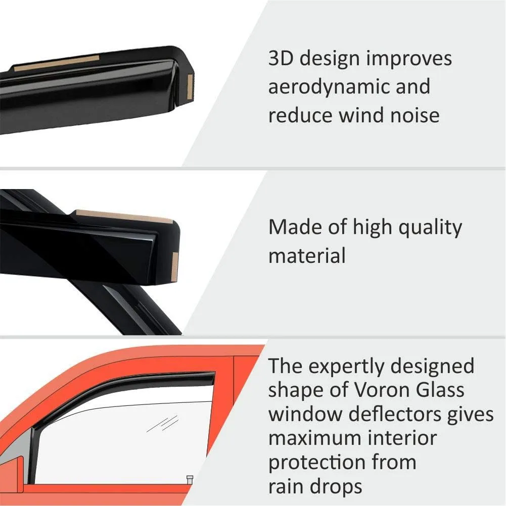 Voron Glass in-Channel Extra Durable Rain Guards for Jeep Cherokee 2014-2023, Window Deflectors, Vent Window Visors, 4 Pieces - 220107