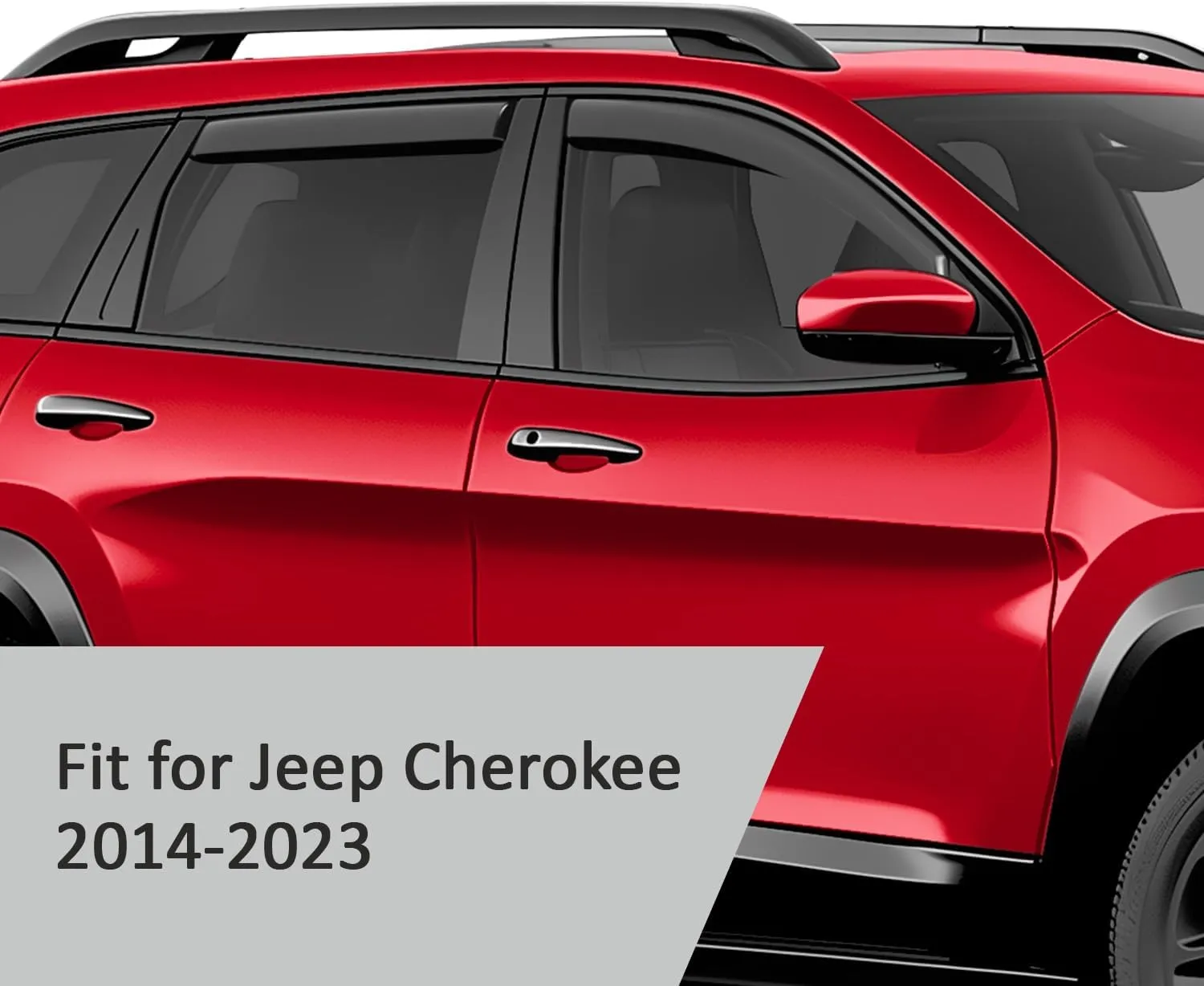 Voron Glass in-Channel Extra Durable Rain Guards for Jeep Cherokee 2014-2023, Window Deflectors, Vent Window Visors, 4 Pieces - 220107