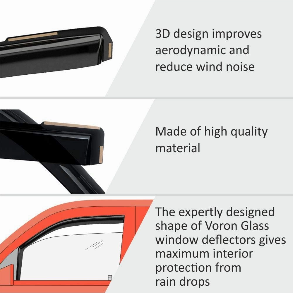 Voron Glass in-Channel Extra Durable Rain Guards for Hyundai Kona 2018-2023, Window Deflectors, Vent Window Visors, 4 Pieces - 200478
