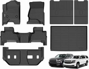 Wailtnb-All Weather Floor Mats & Cargo Liner Backrest Mat for Chevrolet Suburban & GMC Yukon XL 2015-2020 Custom Fit Chevy Suburban & GMC Yukon XL 2015-2020 Waterproof Durable Easy Clean Accessories