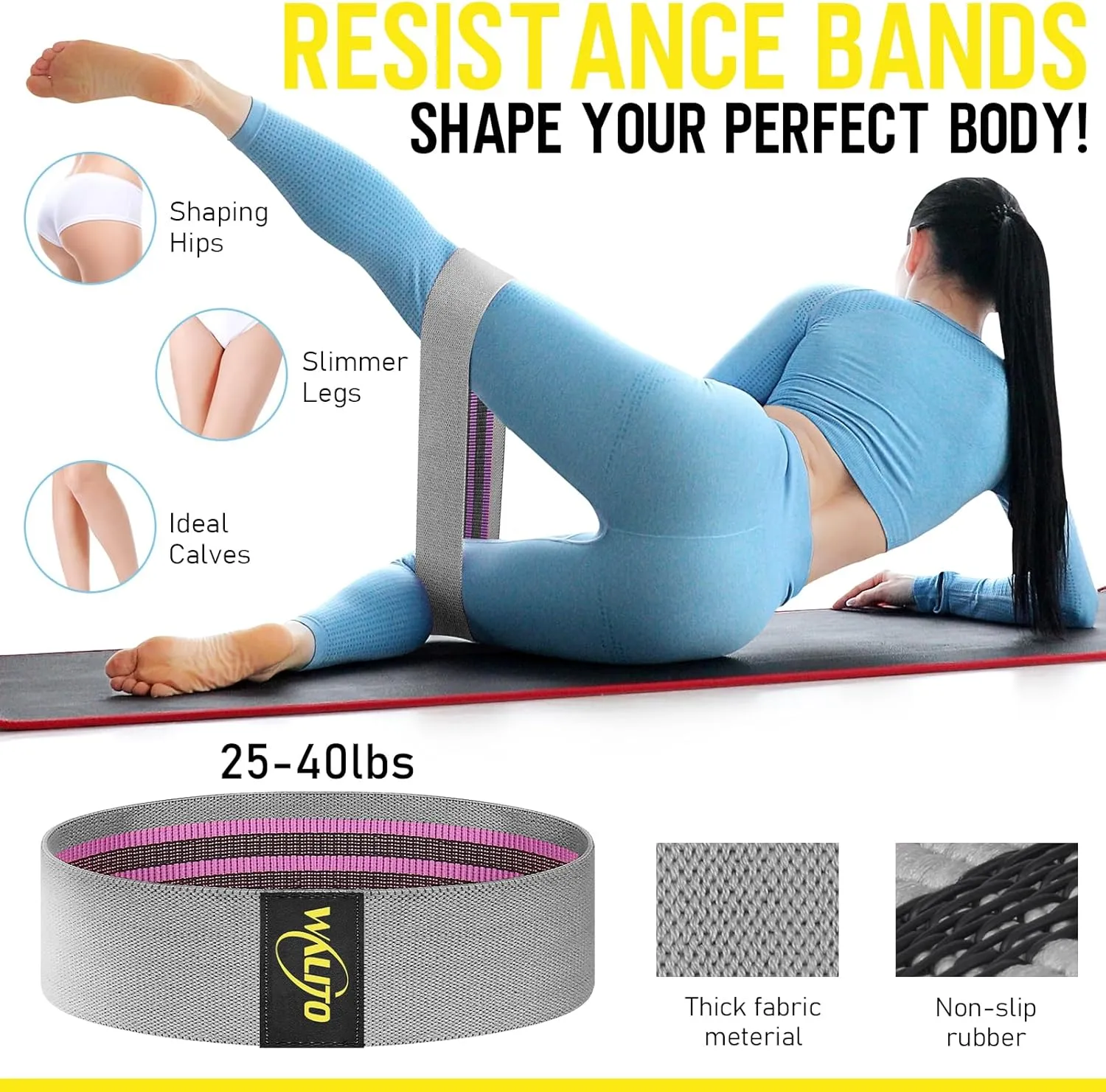 WALITO 8Pcs Barbell Pad Set for Hip Thrust - Squat Pad,Gym Accessories for Women with Bar Bad,Bench Press, with Gym Ankle Straps,Resistance Bands for Working Out,Lifting Strap,Carry Bag