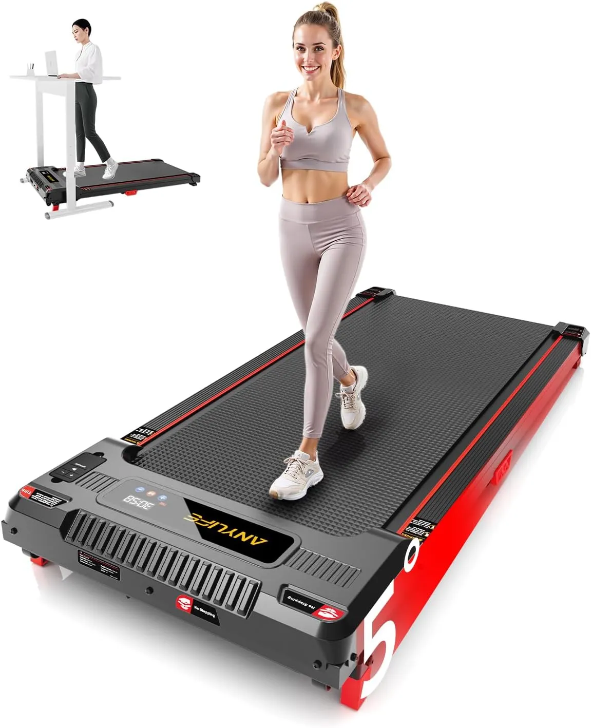 Walking Pad Treadmill, Anylife Incline Walking Pads Under Desk 330lb Capacity, 2.5HP Portable Treadmills for Home, Compact Treadmill Small Running Pad with LED Display, Remote Control