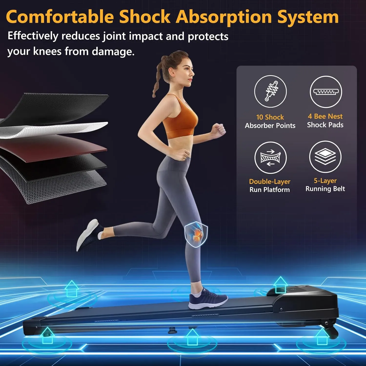 Walking Pad with Incline, 4 in 1 Under Desk Treadmill for Walking and Jogging, Portable Walking Treadmill with Remote Control Lanyard for Home, 2.5HP Low-Noise Desk Treadmill in LED Display