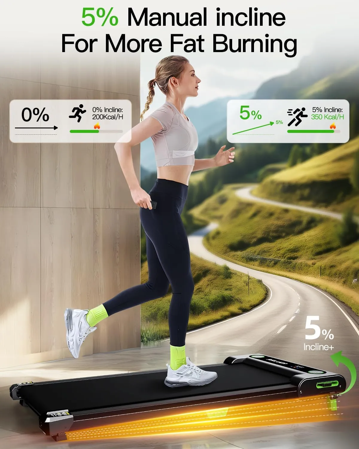 Walking Pad with Incline, Incline Treadmills for Home, 2.5 HP Under Desk Treadmill Small with Remote Control, Walking Pad Small Treadmill with LED Display