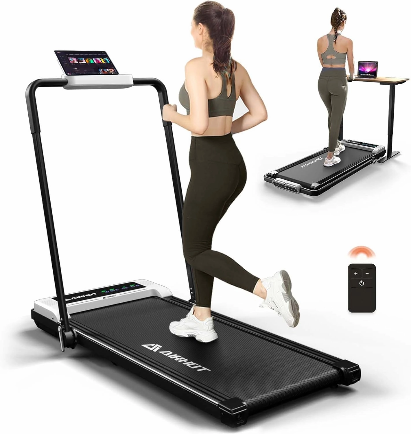 Walking Pad Treadmill, 2.5HP Under Desk With Remote Control & LED Display, Quiet for Compact Space, Portable for Home Office Use
