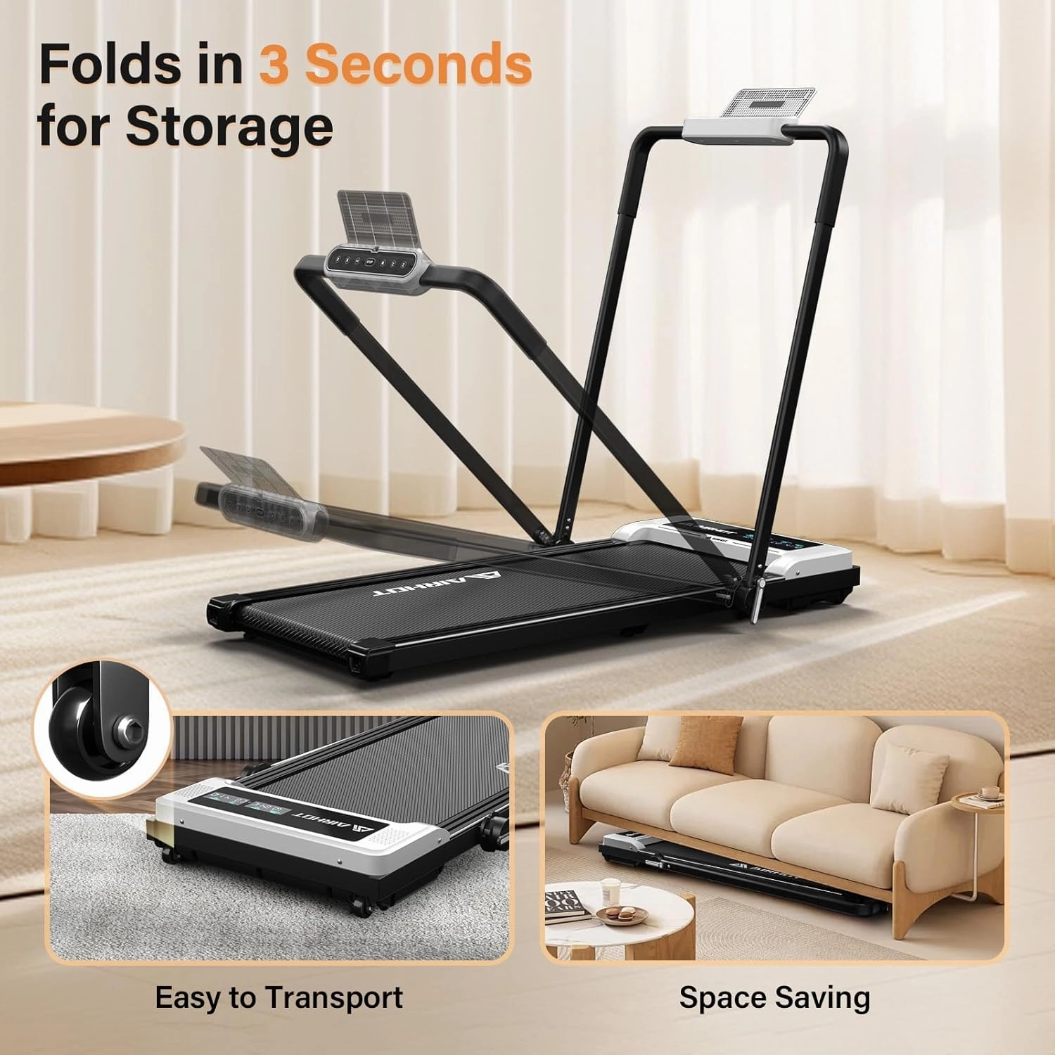 Walking Pad Treadmill, 2.5HP Under Desk With Remote Control & LED Display, Quiet for Compact Space, Portable for Home Office Use