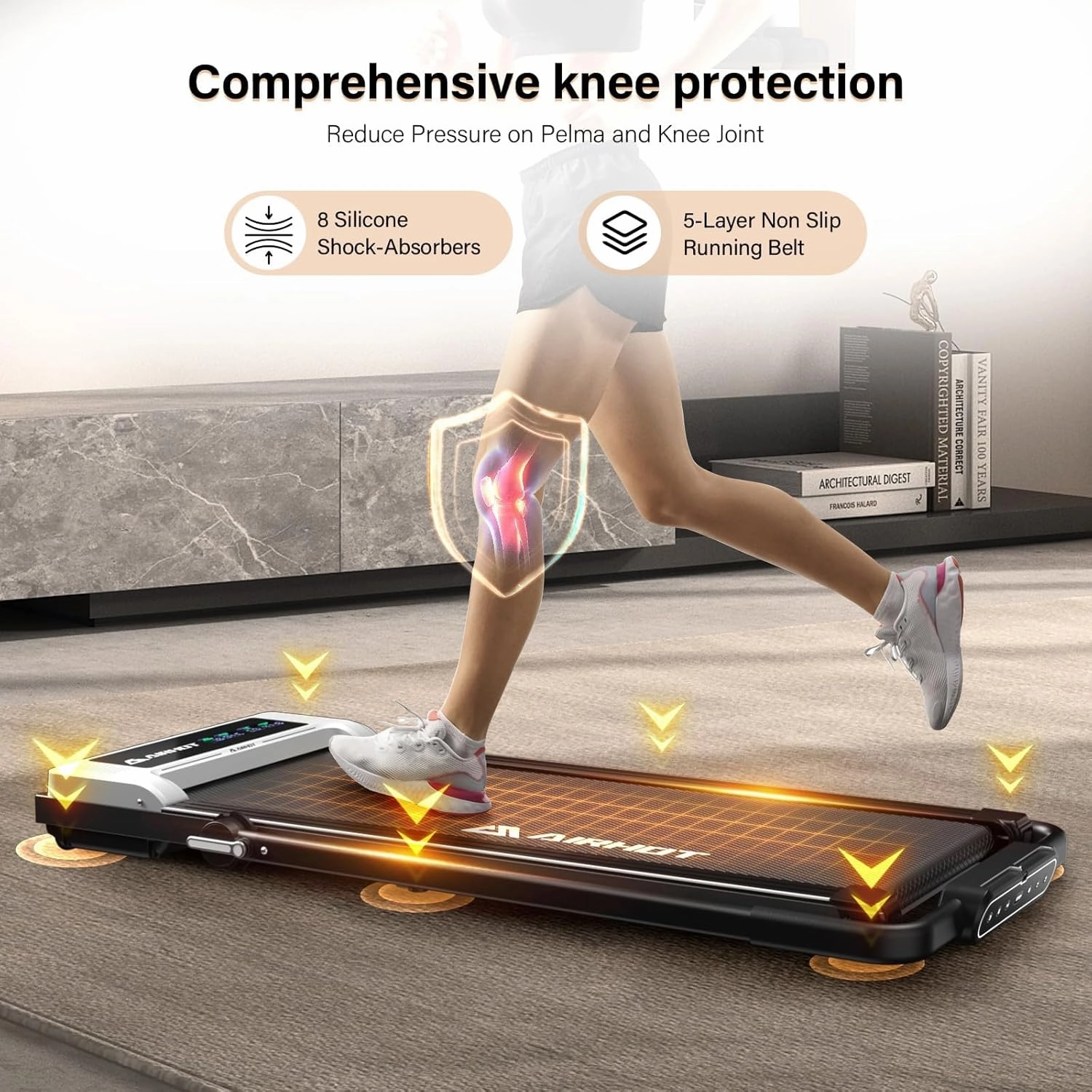 Walking Pad Treadmill, 2.5HP Under Desk With Remote Control & LED Display, Quiet for Compact Space, Portable for Home Office Use