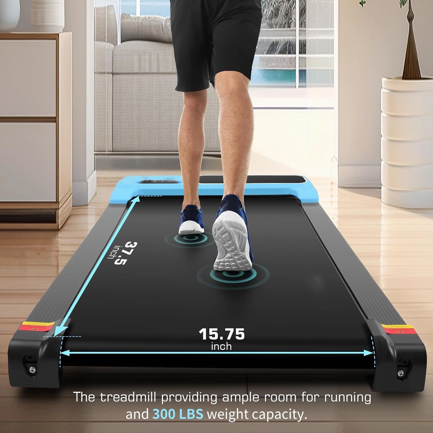 Walking Pad Treadmill - 2.5HP Quiet Under Desk Treadmill with Wide Running Belt, Portable Treadmills for Home/Office Small, LED Display & Remote Control for Walking, Jogging, Running