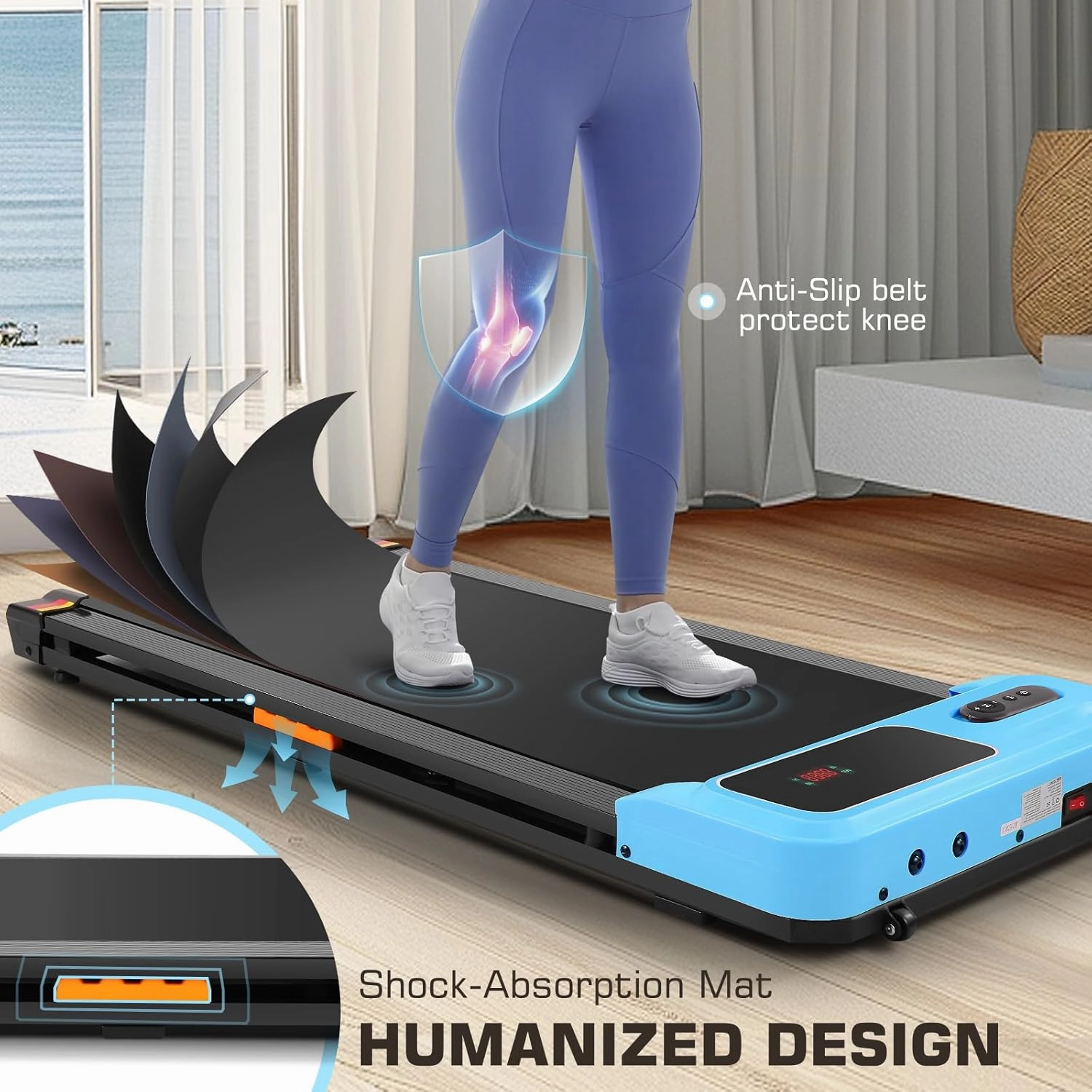 Walking Pad Treadmill - 2.5HP Quiet Under Desk Treadmill with Wide Running Belt, Portable Treadmills for Home/Office Small, LED Display & Remote Control for Walking, Jogging, Running