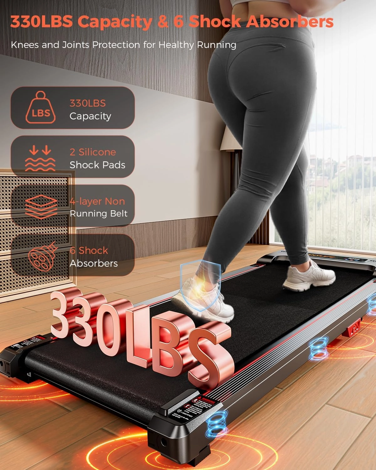 Walking Pad Treadmill, Anylife Incline Walking Pads Under Desk 330lb Capacity, 2.5HP Portable Treadmills for Home, Compact Treadmill Small Running Pad with LED Display, Remote Control