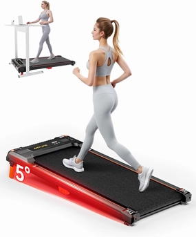 Walking Pad Treadmill, Anylife Incline Walking Pads Under Desk 330lb Capacity, 2.5HP Portable Treadmills for Home, Compact Treadmill Small Running Pad with LED Display, Remote Control, Black Yellow
