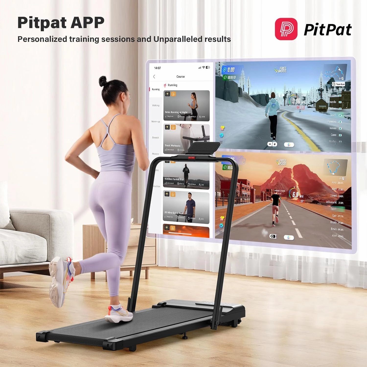 Walking Pad Treadmill with Handle bar, 3.0HP Small Foldable Treadmills for Home with APP Remote Control and LED Display, 7.5MPH Portable Treadmill 300 Lbs Capacity