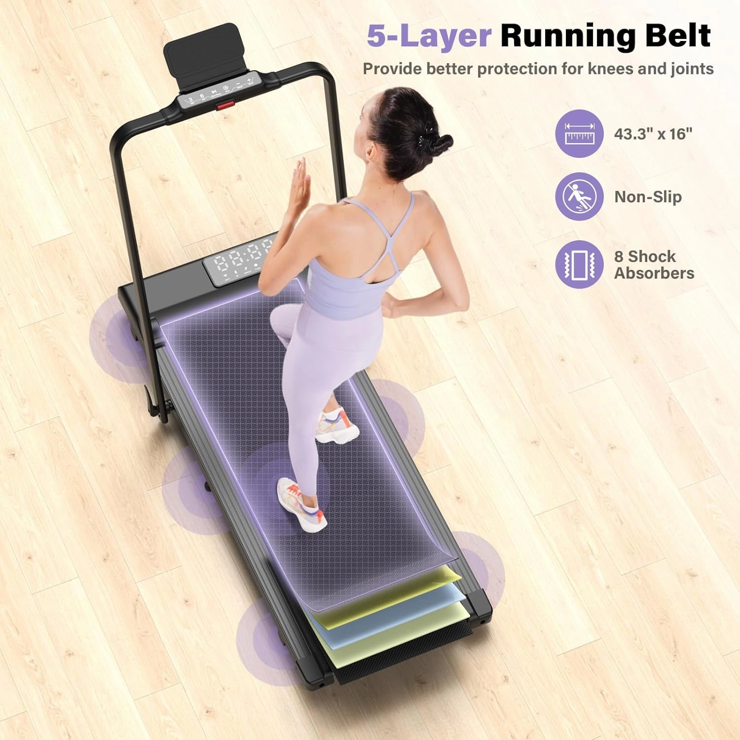 Walking Pad Treadmill with Handle bar, 3.0HP Small Foldable Treadmills for Home with APP Remote Control and LED Display, 7.5MPH Portable Treadmill 300 Lbs Capacity