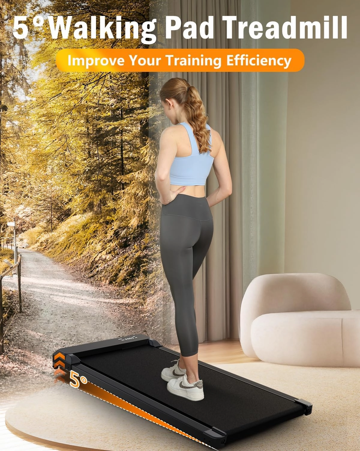 Walking Pad Treadmill with Incline,5% Manual Incline Portable Walking pad for Home&Office,Under Desk Treadmill with LED Display.