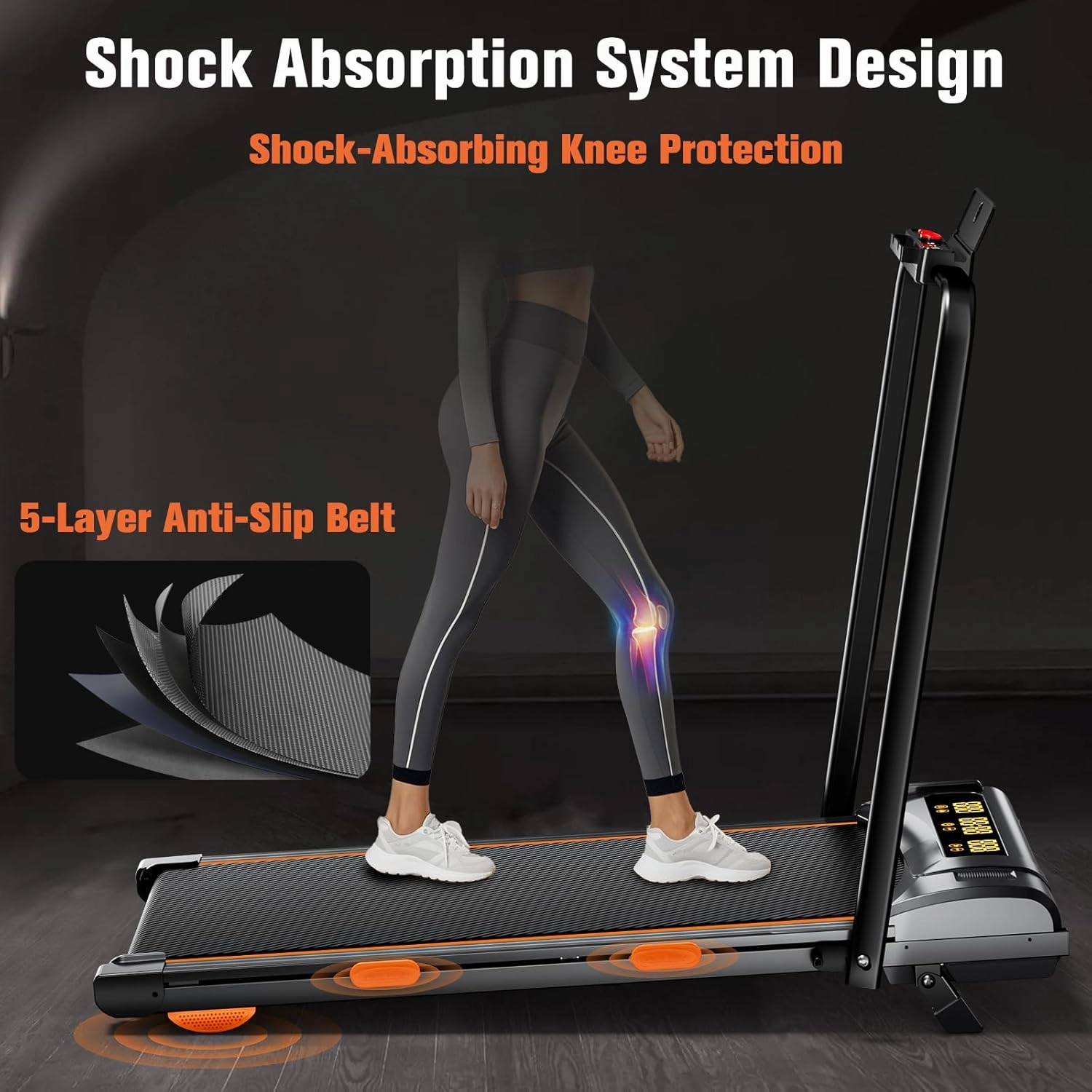 Walking Pad Treadmill With Incline, Under Desk for Home Office, Portable 2.5HP, 300 lbs Capacity, APP/Remote Control, LED Displays, Manual Incline(M)