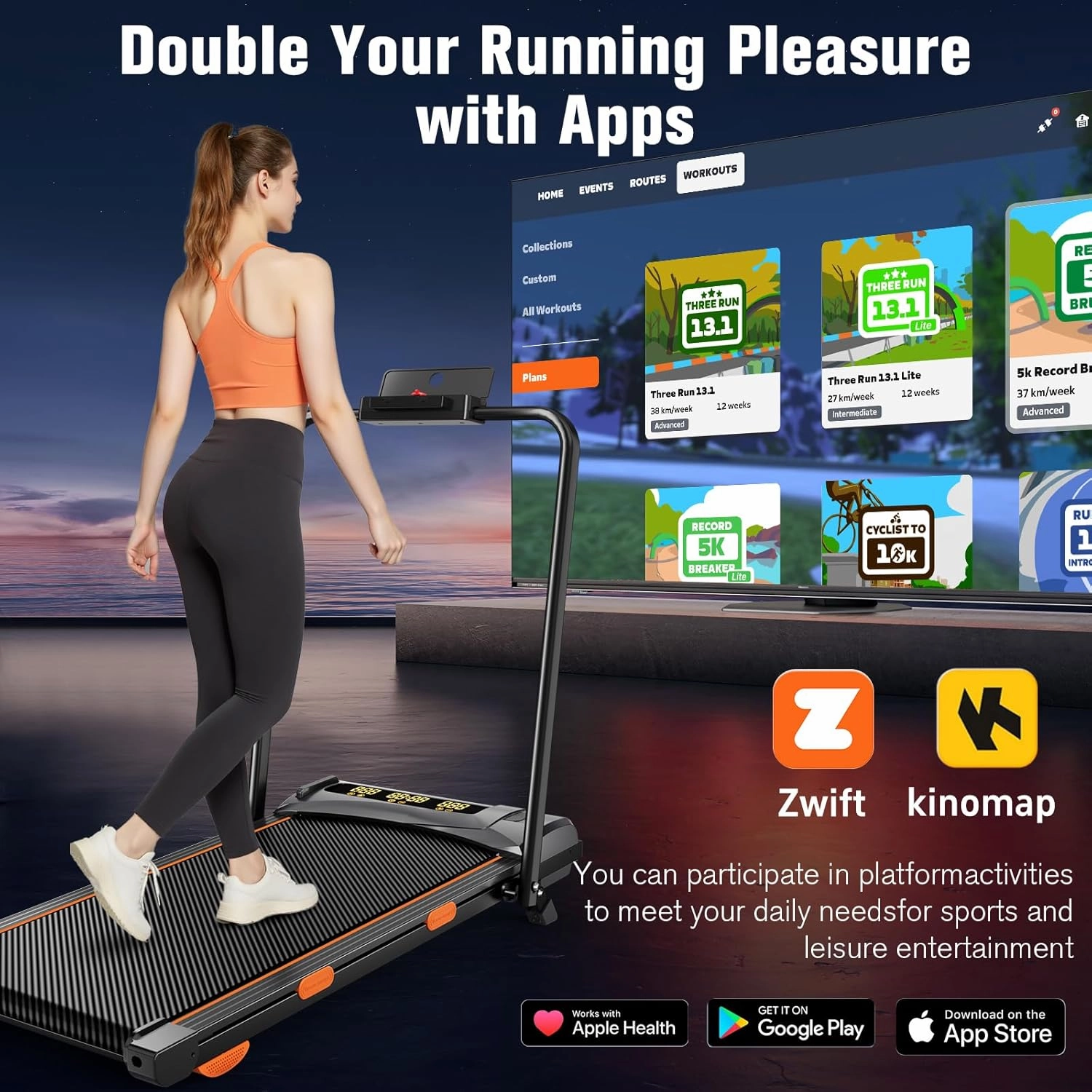 Walking Pad Treadmill With Incline, Under Desk for Home Office, Portable 2.5HP, 300 lbs Capacity, APP/Remote Control, LED Displays, Manual Incline(M)