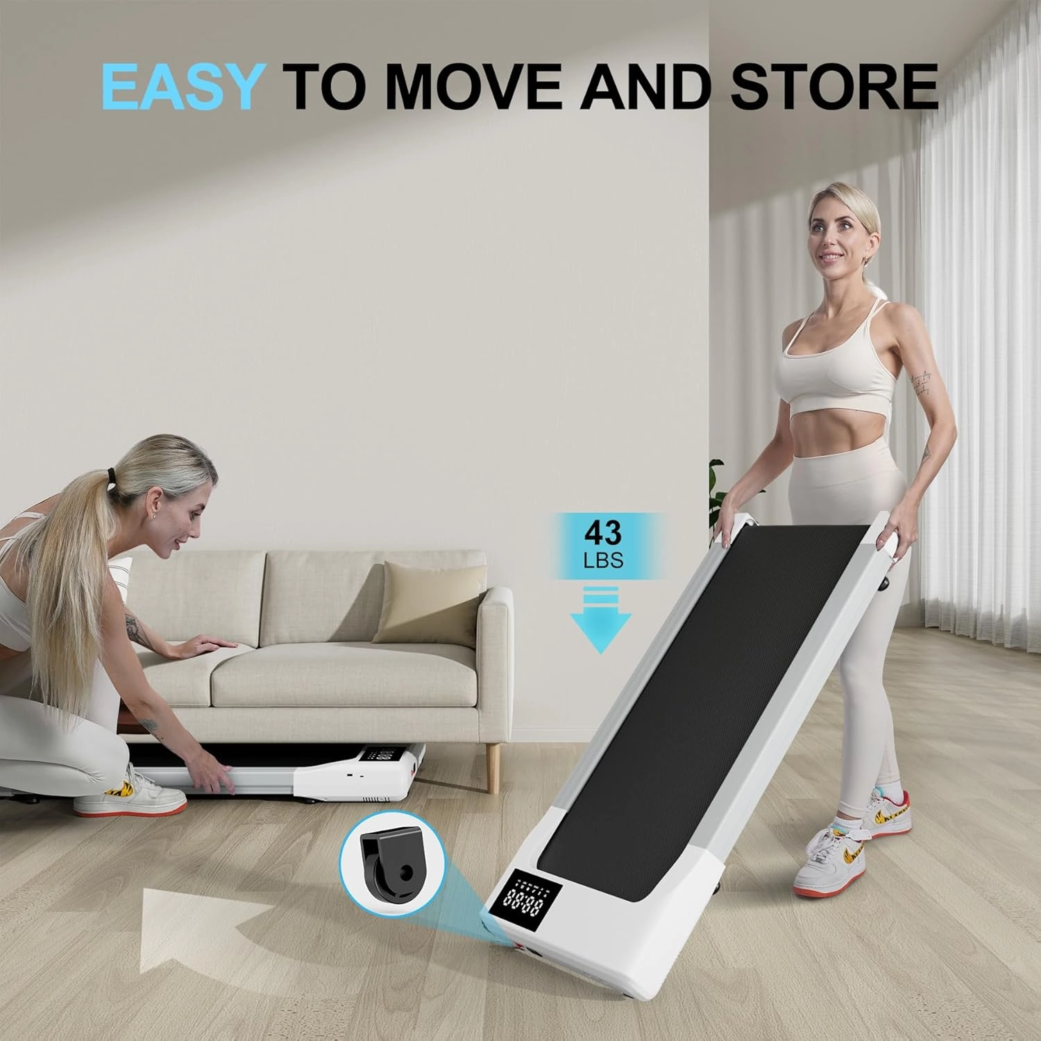 Walking Pad Treadmills for Home Office, Under Desk Walk Mat with APP and Remote Control, 3 in 1 Portable Exercise Equipment, Compact Jogging Running Machine for Small Space, 300 Lbs Capacity