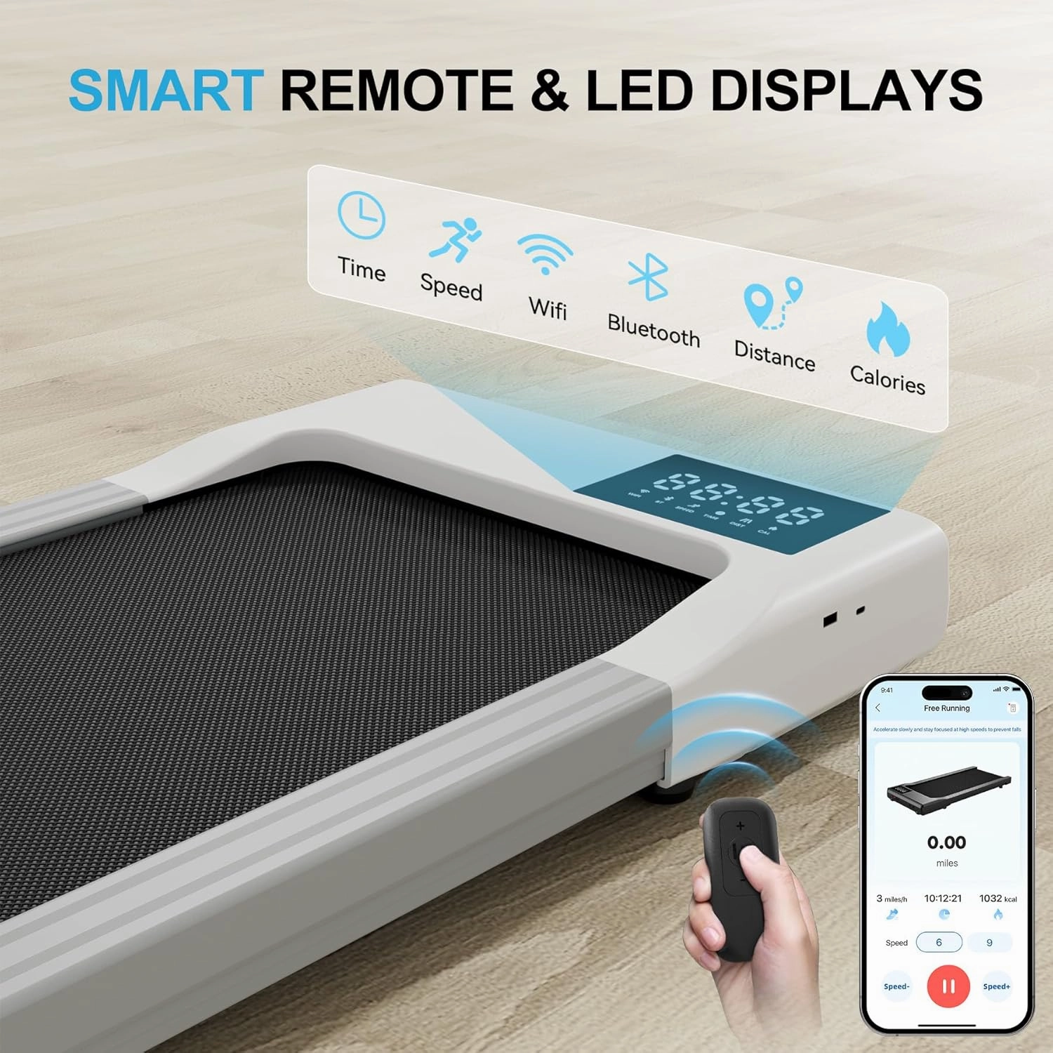 Walking Pad Treadmills for Home Office, Under Desk Walk Mat with APP and Remote Control, 3 in 1 Portable Exercise Equipment, Compact Jogging Running Machine for Small Space, 300 Lbs Capacity