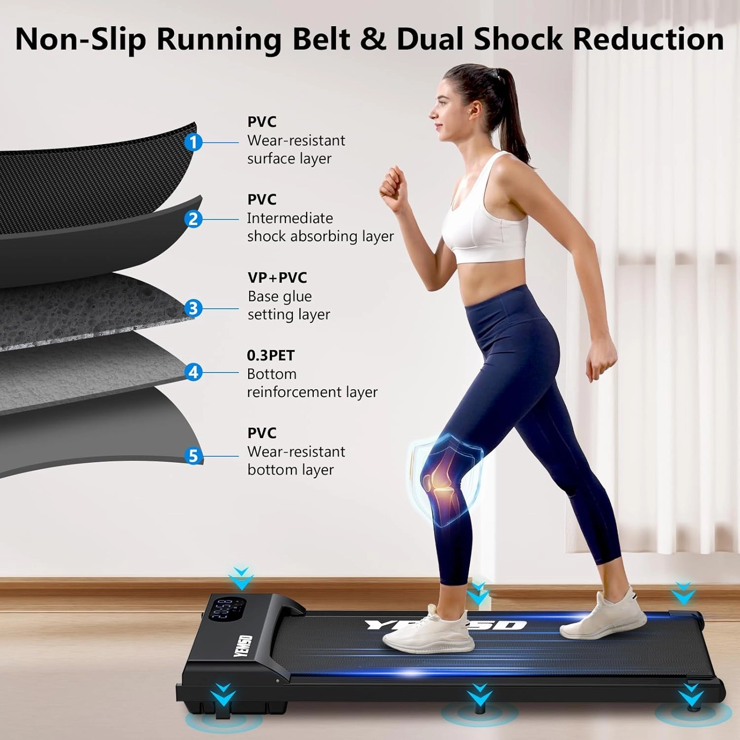 Walking Pad, Walking Pad Treadmill 330 lb Capacity, 3 in 1 Portable Under Desk Treadmill for Home and Office with Remote Control, LED Display