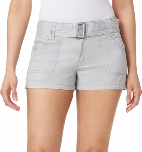 WallFlower Women's Feisty Curvy Belted Twill Cargo Shorts 3" Low-Rise Insta Stretch Juniors