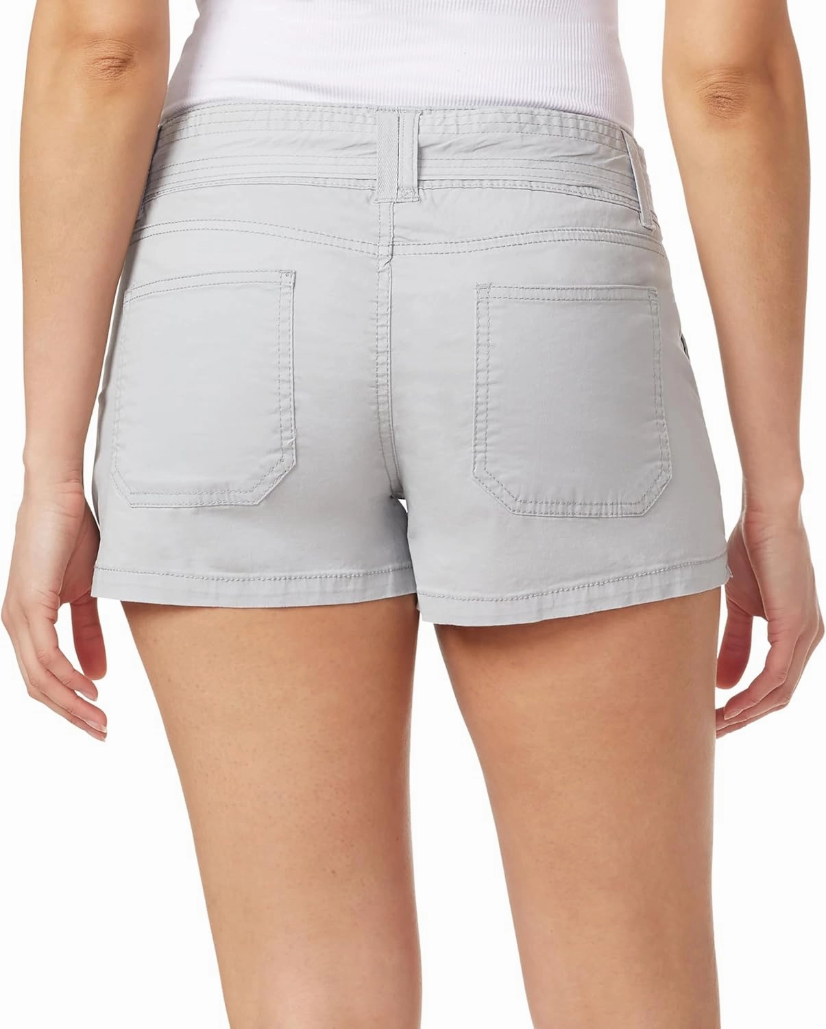 WallFlower Women's Feisty Curvy Belted Twill Cargo Shorts 3" Low-Rise Insta Stretch Juniors