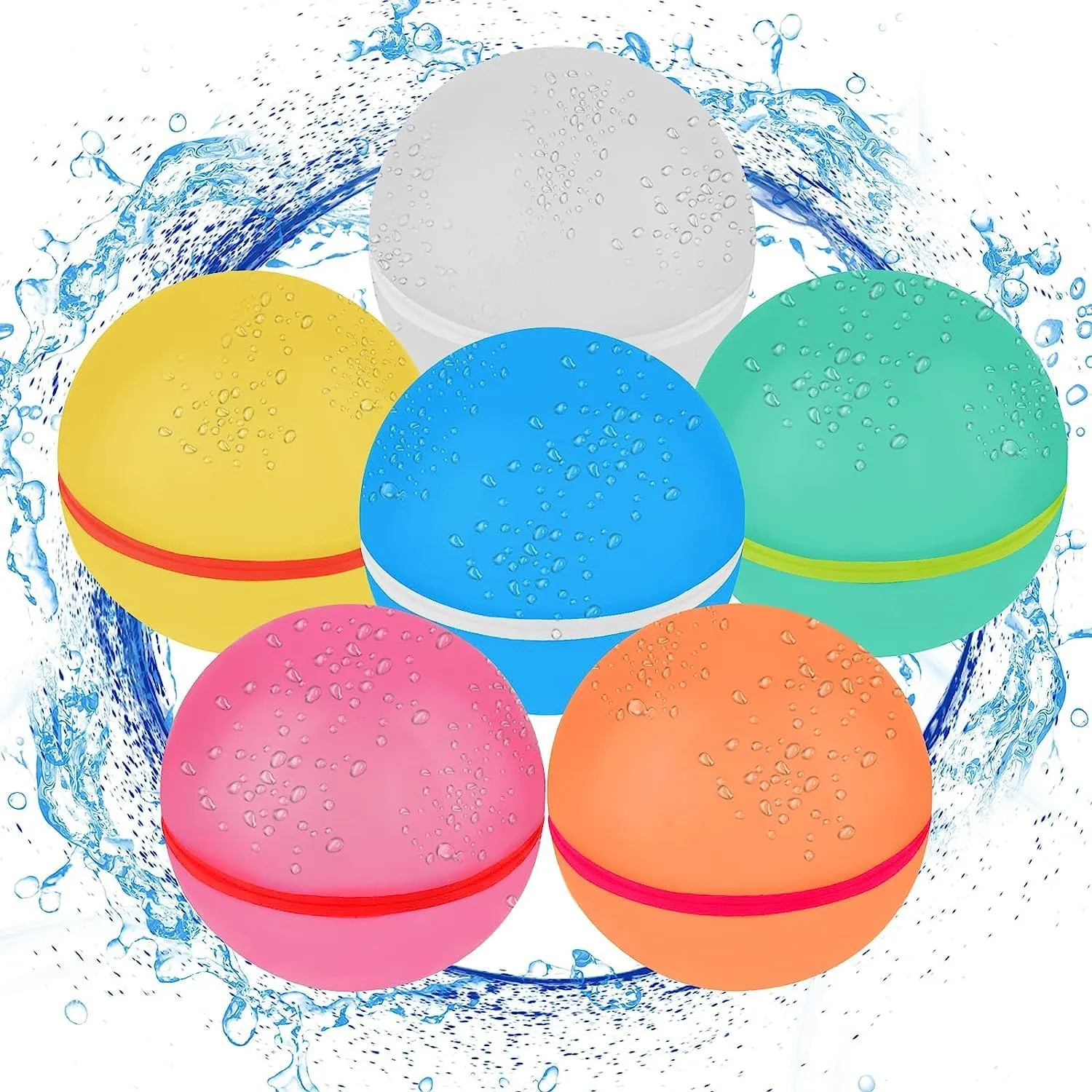 Waloo Sports Reusable Water Bomb Balloons, Quick Fill & Self Sealing, Splash Water Ball For Kids and Adults, Outdoor Fun By Pool or Beach, Hours of Fun (12 Pack)