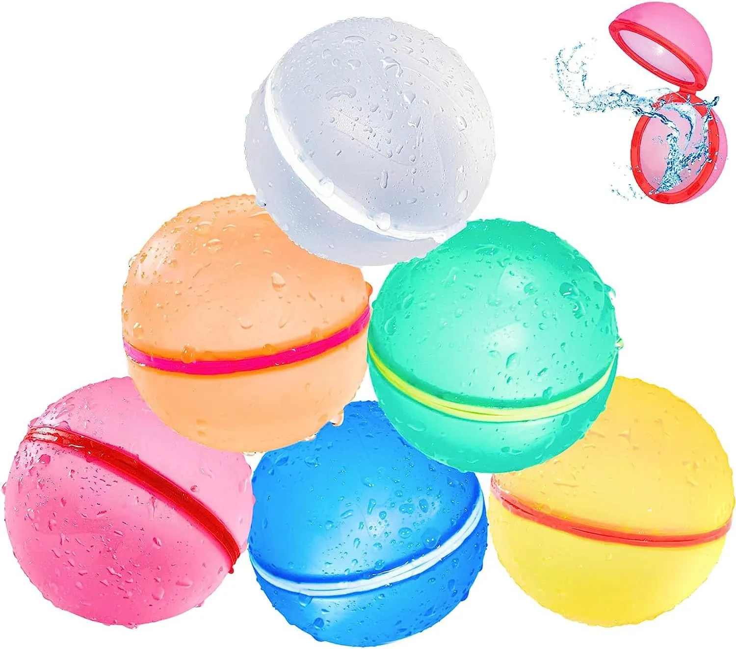 Waloo Sports Reusable Water Bomb Balloons, Quick Fill & Self Sealing, Splash Water Ball For Kids and Adults, Outdoor Fun By Pool or Beach, Hours of Fun (12 Pack)