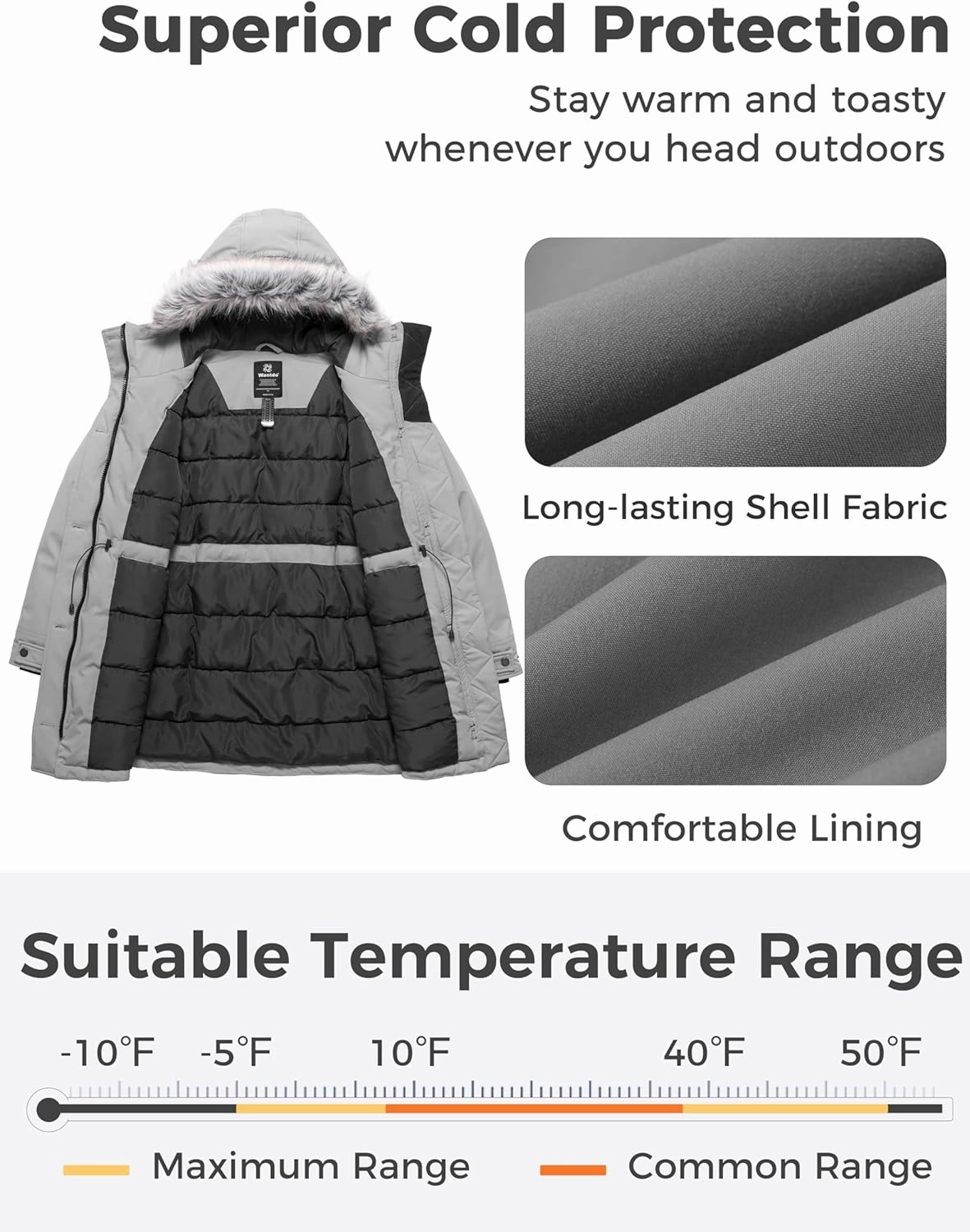 wantdo Women's Plus Size Winter Coat Warm Long Puffer Coat Thicken Parka Jacket with Hood
