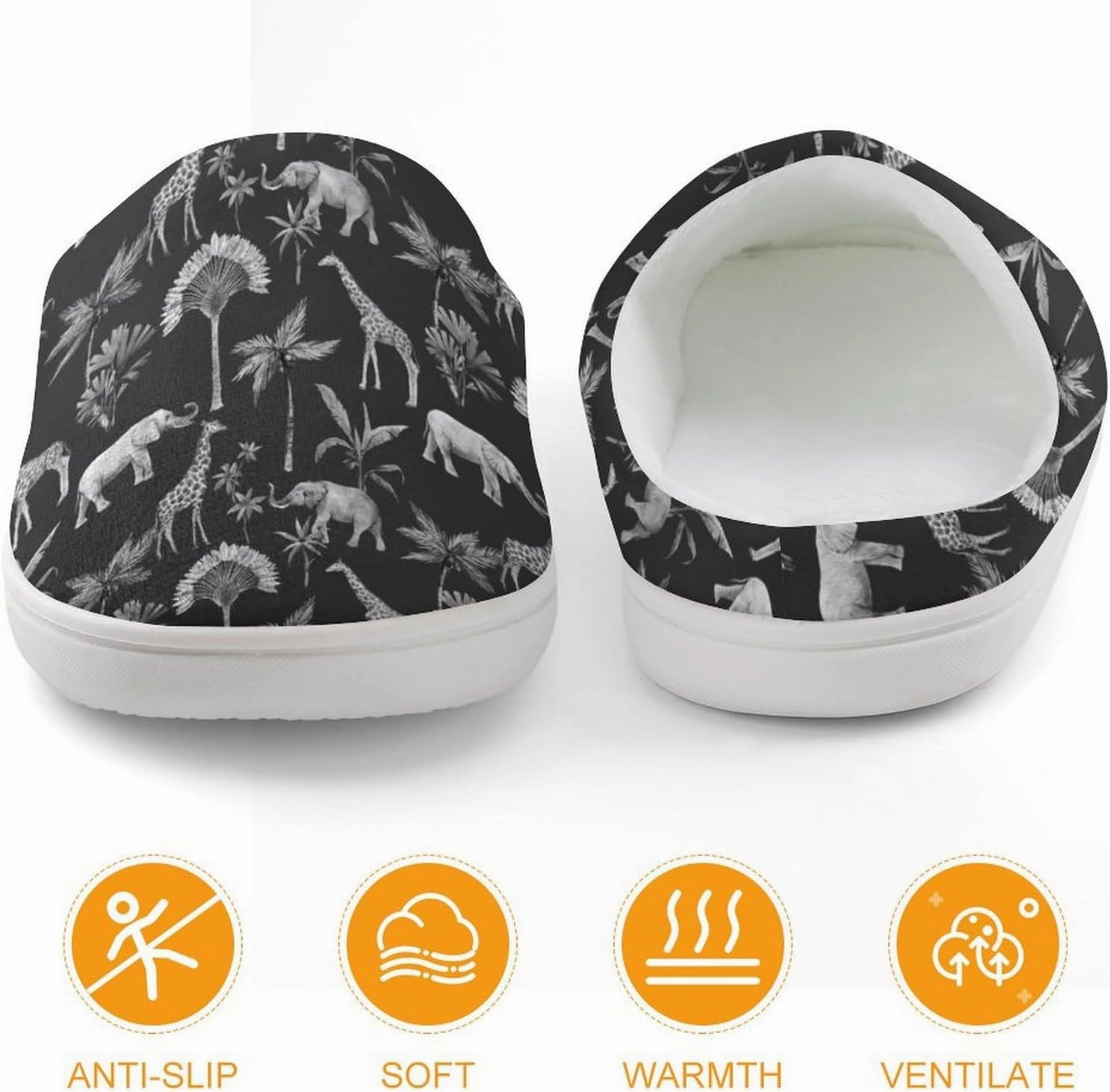 Watercolor Elephant Giraffe And Palm Trees Print Slippers for Boys Girls Home Cotton Slippers Non-Slip Warm Little Kids Slippers