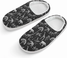 Watercolor Elephant Giraffe And Palm Trees Print Slippers for Boys Girls Home Cotton Slippers Non-Slip Warm Little Kids Slippers