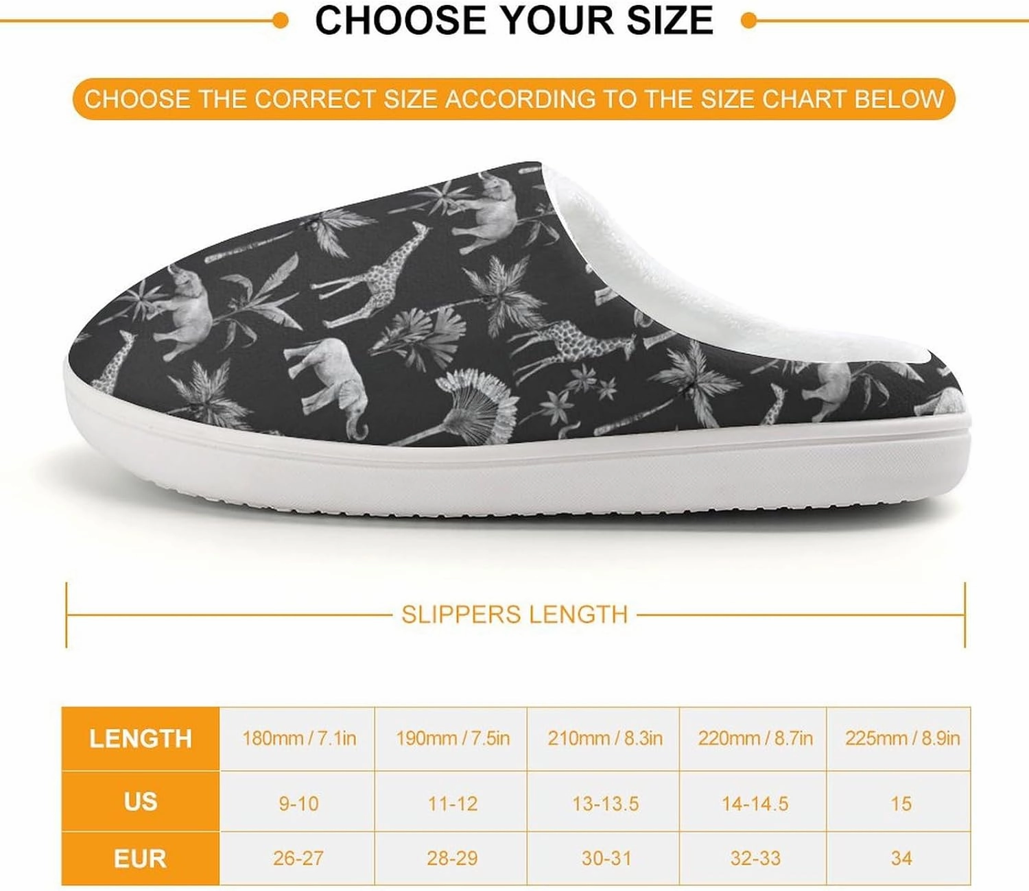 Watercolor Elephant Giraffe And Palm Trees Print Slippers for Boys Girls Home Cotton Slippers Non-Slip Warm Little Kids Slippers