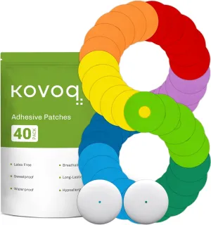 Waterproof Adhesive Patches for CGM Sensors and Insulin Pumps, 40-Pack Universal CGM Patches, 2 Reusable Protective Hardshell Covers, Latex-Free and Hypoallergenic (Multicolor)