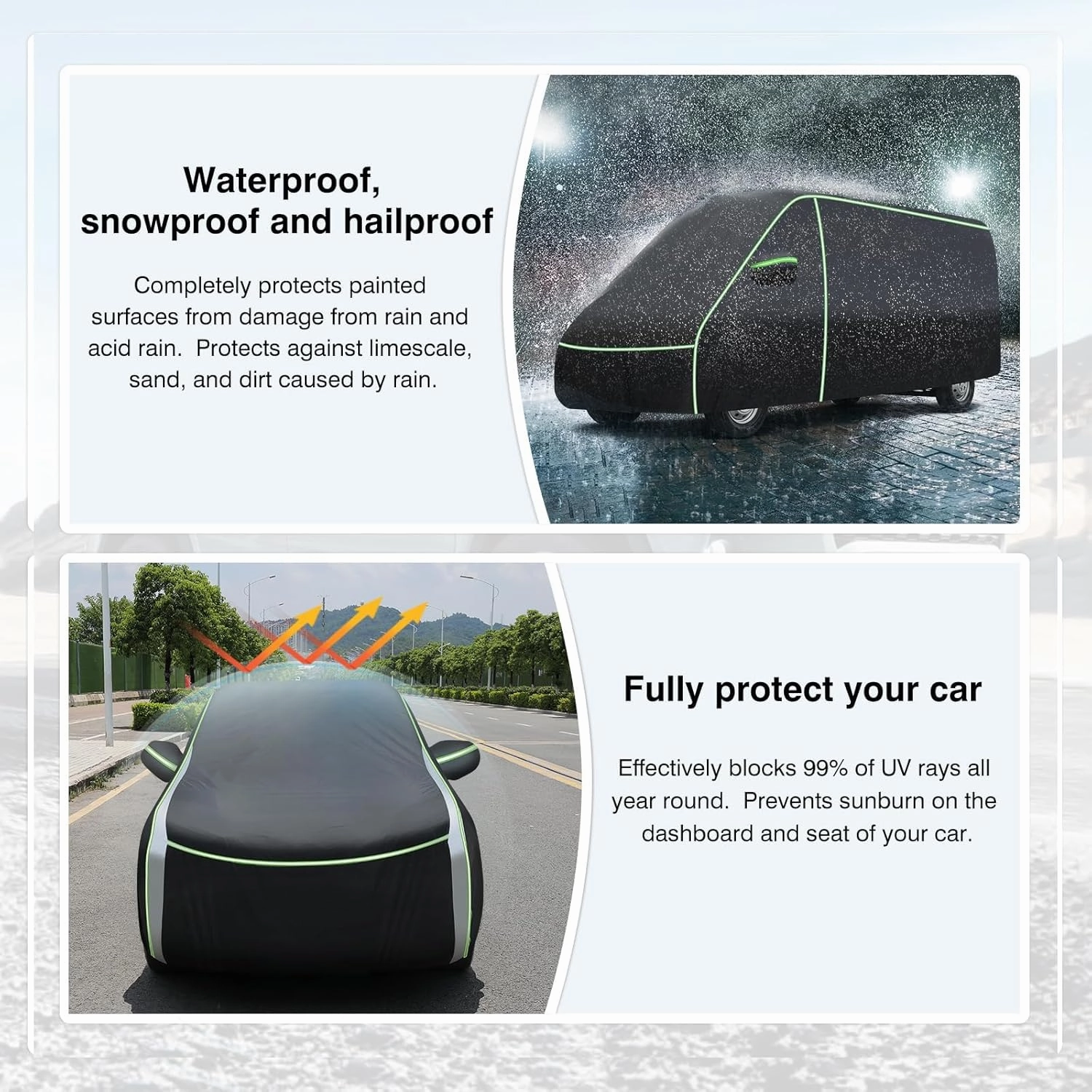 Waterproof Full Car Cover Fit for Ram ProMaster 2014-2025 All Weather Van 4-Door Car Covers, Outdoor UV Protection Car Cover for ProMaster Accessories with Zipper & Reflective Safety Strips