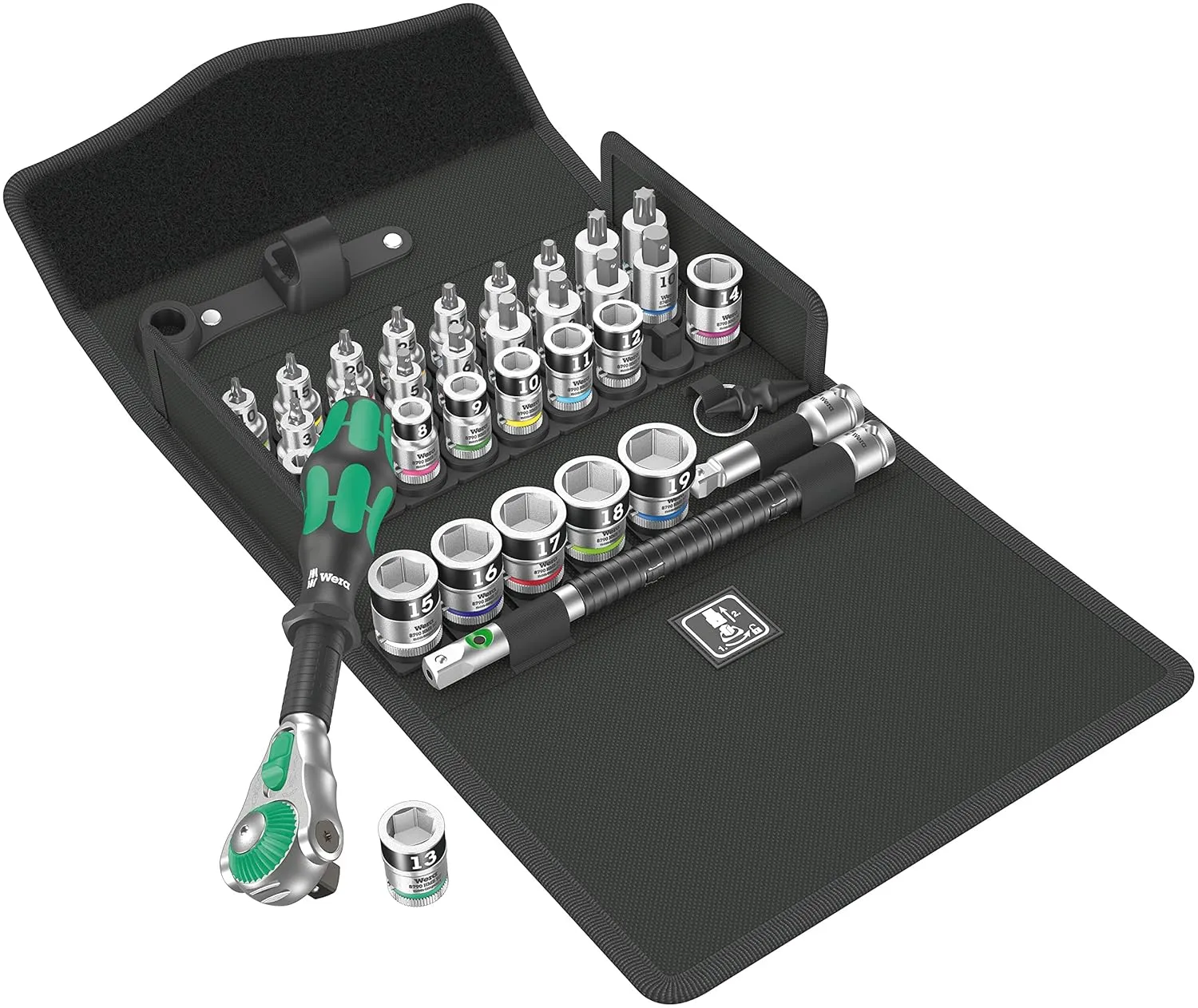 Wera - 05003536001 - Ratchet Set, 8100 SB All-in Zyklop Speed Ratchet Set, 3/8" Drive, 35 Pieces