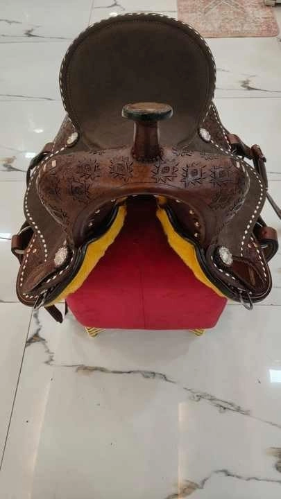 Western Barrel Racing Horse Saddle Wooden Tree Handmade Premium Leather Comfort Horse Trail Equestrian Tooled Carved Horse Riding Saddle Size: 10"-18 inches Seat Available, AS09
