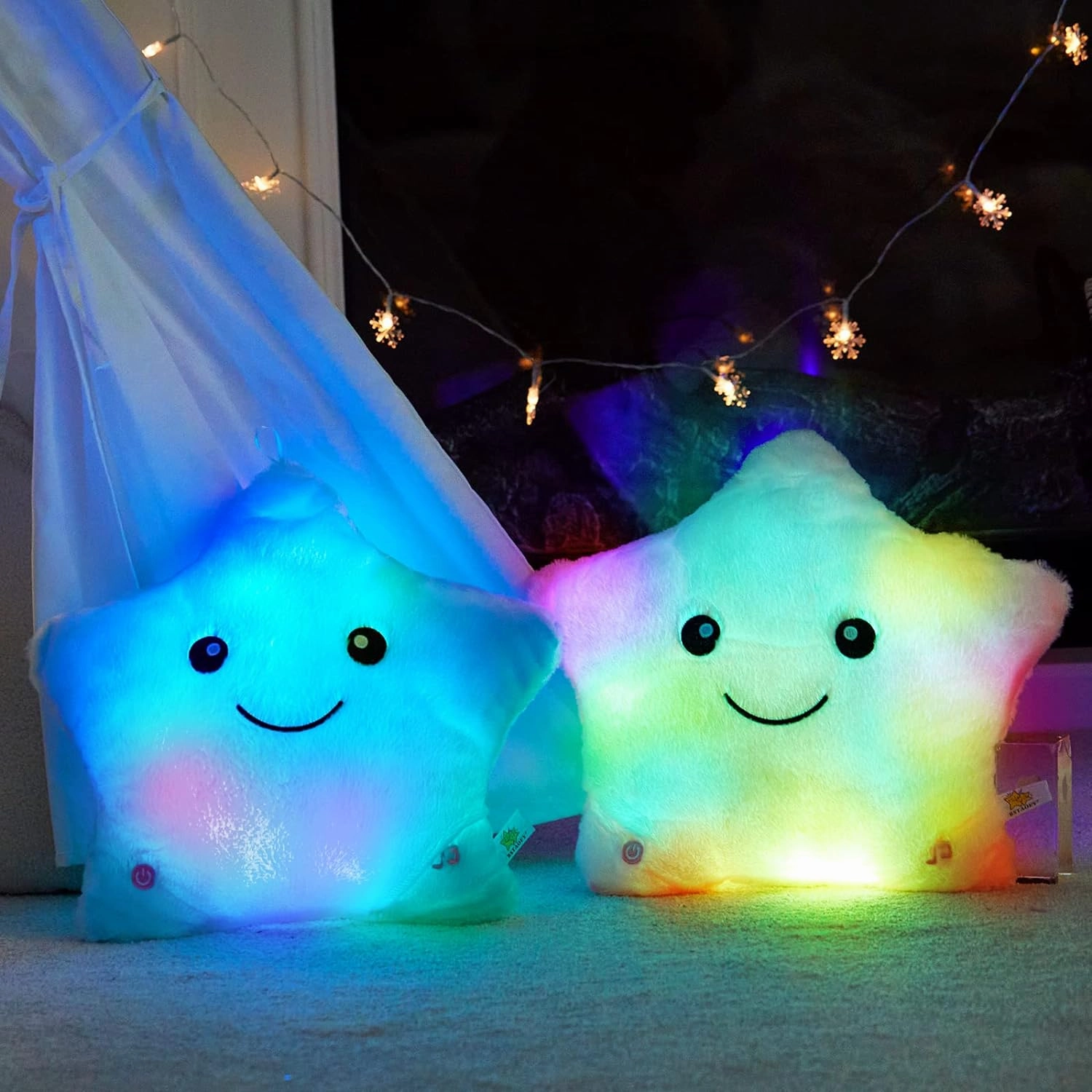 WEWILL 13'' Creative Twinkle Star Glowing LED Night Light Plush Pillows Light up Stuffed Animal Toys BIrthday Christmas Holiday Gifts for Kids