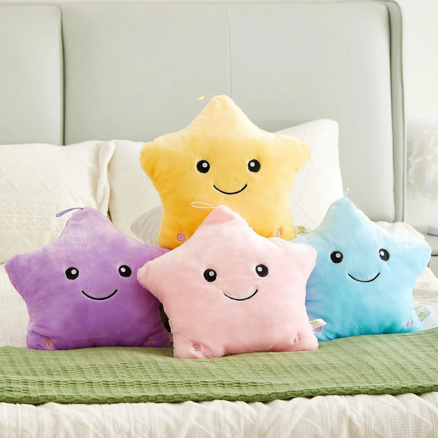 WEWILL 13'' Creative Twinkle Star Glowing LED Night Light Plush Pillows Light up Stuffed Animal Toys BIrthday Christmas Holiday Gifts for Kids