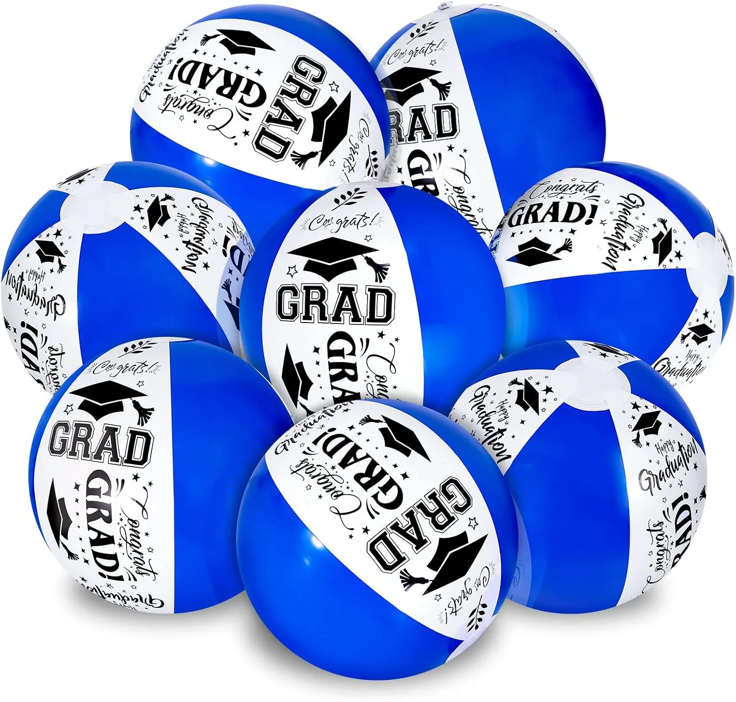 Whaline 12Pcs Graduation Inflatable Beach Balls 11.8 Inch Congrats Grad Beach Ball Pool Party PVC Balls for Swimming Pool Party Summer Water Sand Game