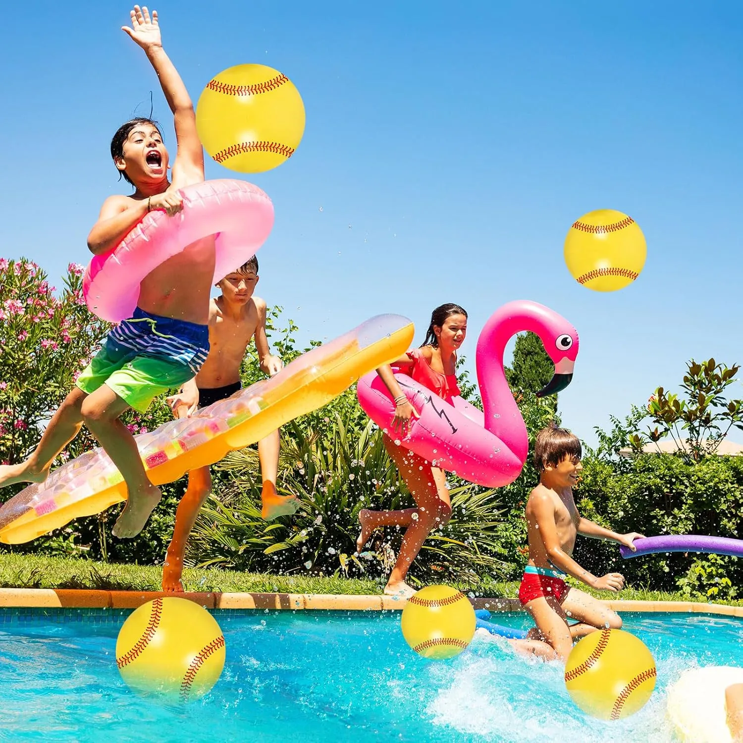 Whaline 25Pcs 16'' Inflatable Beach Balls Pool PVC Balls for Summer Beach Party Decorations Water Sand Game Toy Accessories