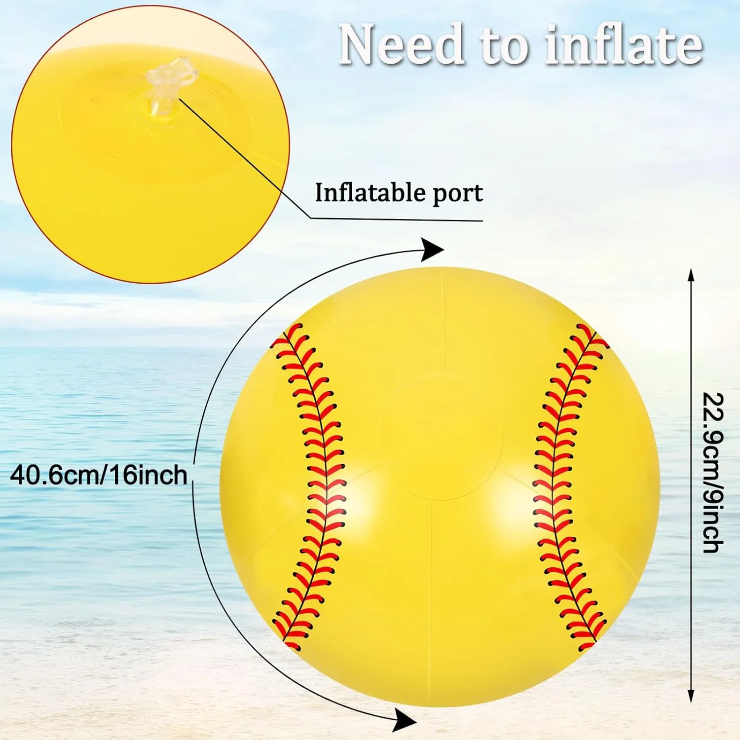 Whaline 25Pcs 16'' Inflatable Beach Balls Pool PVC Balls for Summer Beach Party Decorations Water Sand Game Toy Accessories