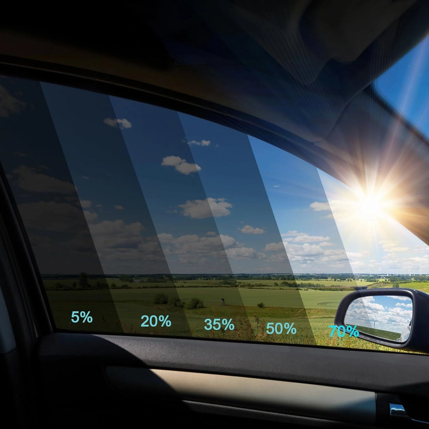 Window Tint Film for Cars, Car Privacy Window Tint Film, Car Shade Front Windshield, Heat & UV Block and Scratch Resistant, Blackout Window Film Auto Car Windshield Sun Shade Roll