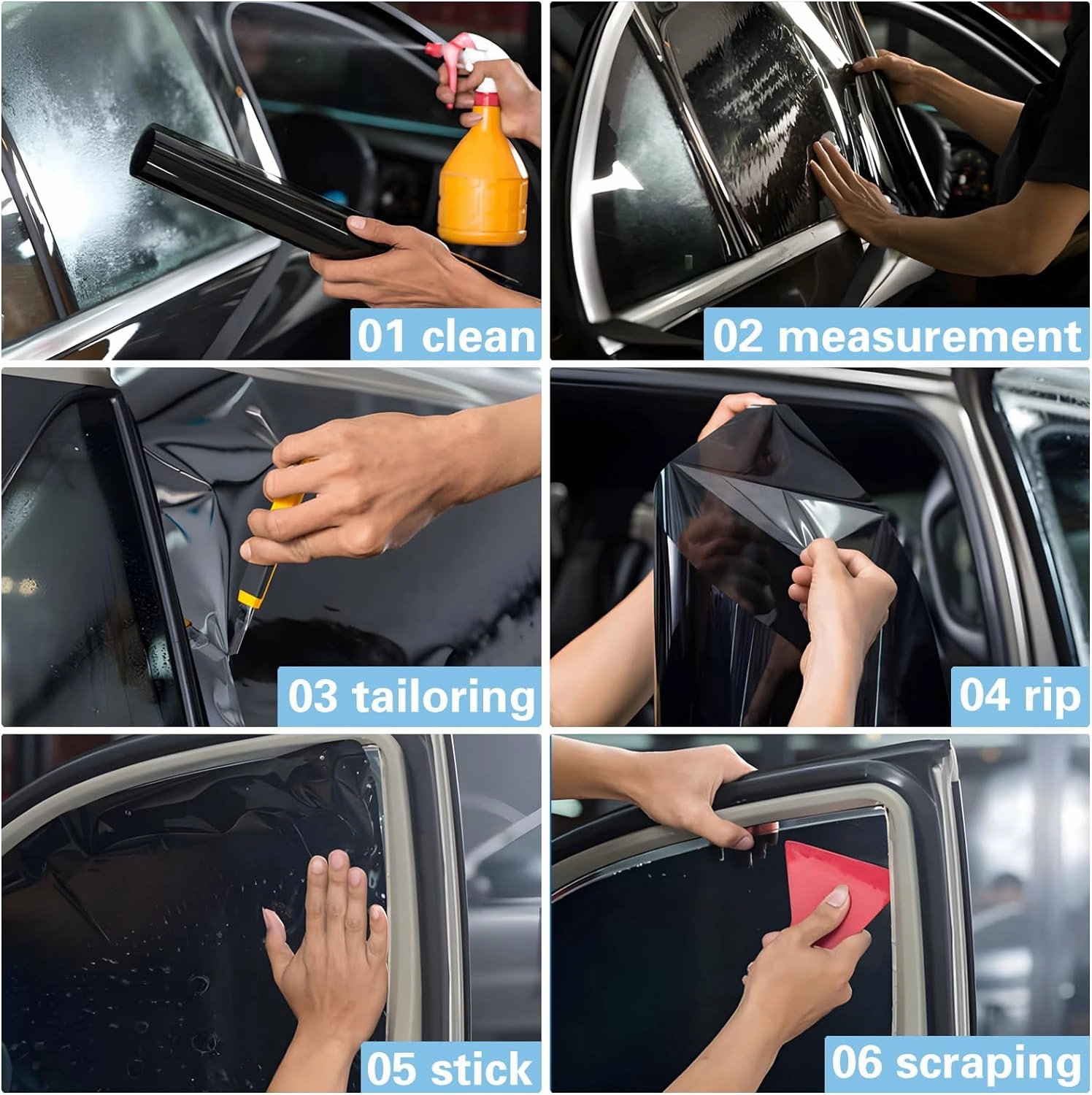 Window Tint Film for Cars, Car Privacy Window Tint Film, Car Shade Front Windshield, Heat & UV Block and Scratch Resistant, Blackout Window Film Auto Car Windshield Sun Shade Roll