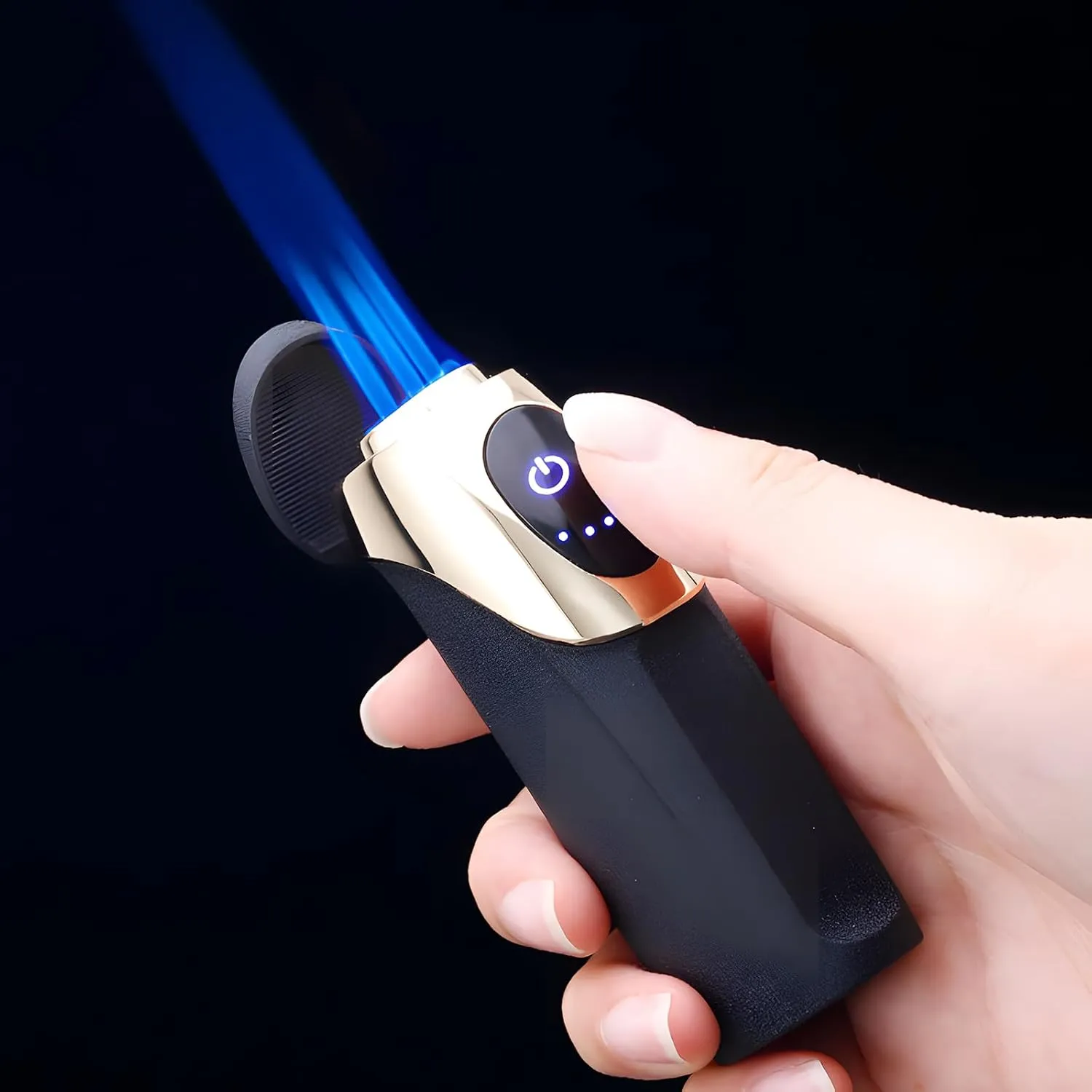 Windproof Electric Lighter with Touch Sensitive Case, Touch Sensor Flame Lighter Cool Lighters: 3-Flame Adjustable, USB Charging, LED Display, Suitable for Outdoor, Camping (B)