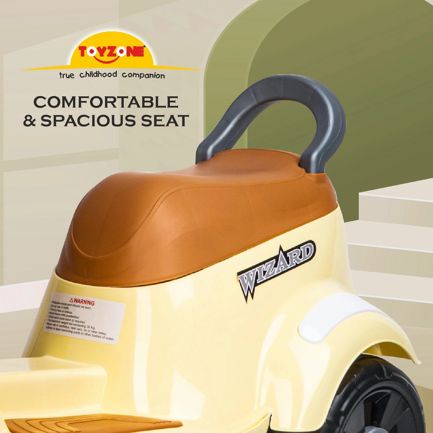 Wizard Electric Scooty - Ivory | Rechargeable Scooty | Powered by 6V & 4.5 AH Battery | Ride-On Scooter | Kids Electric Scooty | For Kids 3  Years