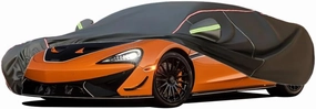 WOLWES Car Cover are Suitable for McLaren 620R All-Weather Windproof, Snowproof, Rainproof, UV-Protected and Breathable All-Season Universal with Side Door Zip Oxford Cloth Car Cover (Color : Black)
